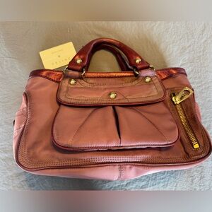 CELINE Rose/Burgundy Nylon/Leather Boogie Bag W/ Original COA-Ext Discolored